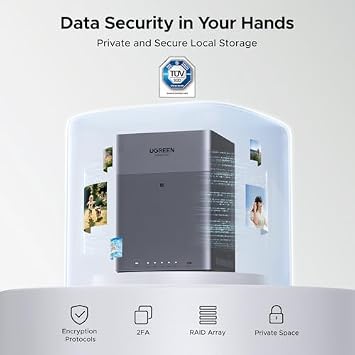 UGREEN NAS DH4300 Plus 4-Bay + 120W UPS Bundle, 8GB LPDDR4X RAM 2.5GbE Desktop with AI-Powered Family Album (Diskless) & 12000mAh Uninterruptible Power Supply for Home/Office Data Storage