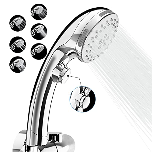 Shower Head with Handheld, Handheld Shower Head with On Off Switch, 6 Spray Settings Water Saving High Pressure Shower Heads with Handheld, Shower Heads Suitable for Baby, Senior, Pets, Chrome Finish Shower Head with Handheld, Handheld Shower Head with On Off Switch, 6 Spray Settings Water Saving High Pressure Shower Heads with Handheld, Shower Heads Suitable for Baby, Senior, Pets, Chrome Finish