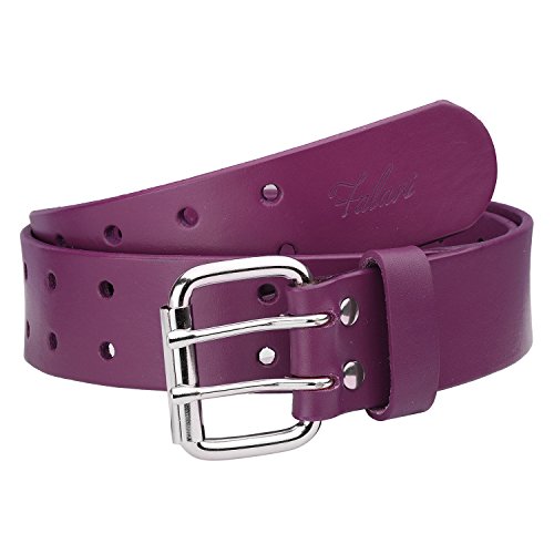 Falari® Men's Full Grain Leather Belt Double Prong Stainless Steel Buckle Size 40 fit waist 382