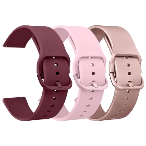 Vancle 3Pack für 20mm Armband Silikon Uhrenarmband mit Schnellverschluss geeignet Ersatzarmband für Damen Herren(Rotwein/Roségold/Rosa) Vancle 3Pack für 20mm Armband Silikon Uhrenarmband mit Schnellverschluss geeignet Ersatzarmband für Damen Herren(Rotwein/Roségold/Rosa)