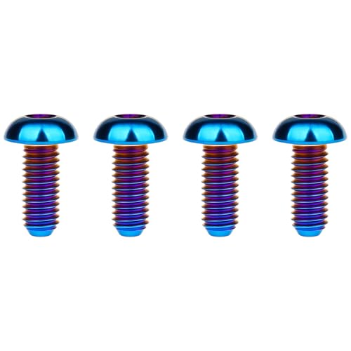 Image of Titanium Bolt M4x6 8 10 12 15 20mm Hex Head Screws for Bicycle Pack of 4 (Burnt Blue, M4x10mm)