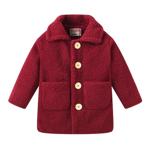 Girls 𝗦𝗵erpa Jacket Button Down Lapel Windproof Thick Fleece Outerwear Single Breasted Coat with Pocket