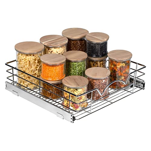 HOLDN’ STORAGE Pull Out Cabinet Organizers – 5” High Slide Pull Out Drawers for Kitchen Cabinets – Heavy Duty-with 5 Year Limited Warranty – Basket Size 20"W x 21"D x 5"H