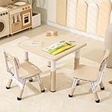 SINKIPA Juego de mesa y 2 sillas para niños, mesa de actividades para niños de