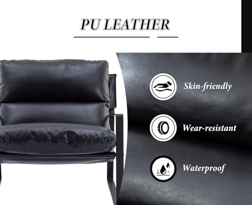 Fauteuil moderne cuir PU imperméable noir Ya-Home