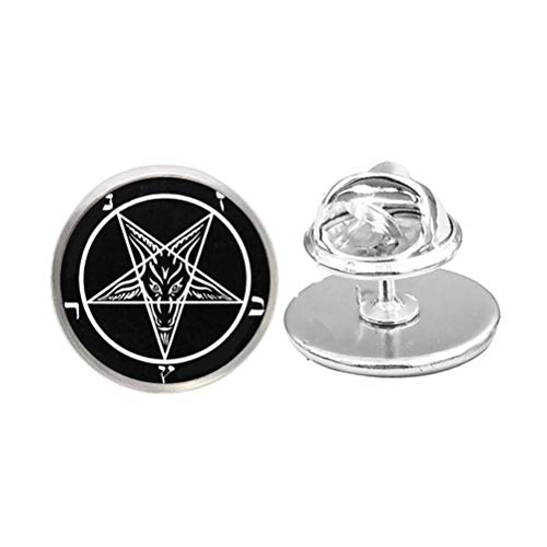 Yao0dianxku Satanic Baphomet Inverted Pentagram Pin Gothic Brooch Goat Pin