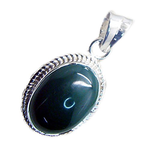 Pendentif onyx vert véritable collier ovale argent 925 fait main