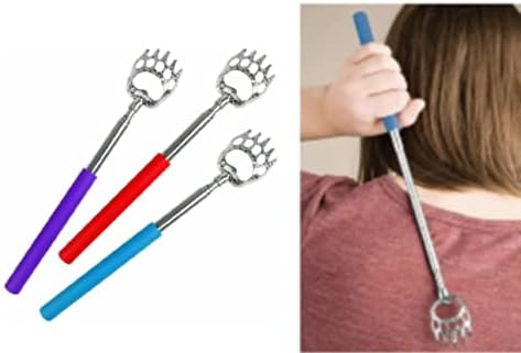 3 x Back Scratchers Portable and Extendable | Bear Claws Style Telescopic Arm Back Scratcher | Retractable Metal Hand Massagers 3 Pack