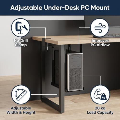 Fafeicy Soporte Ajustable para CPU Bajo Escritorio Sin Taladro con Almohadillas de Silicona Capacidad de Carga 20kg para Patas de Tubo Cuadrado miniatura 2