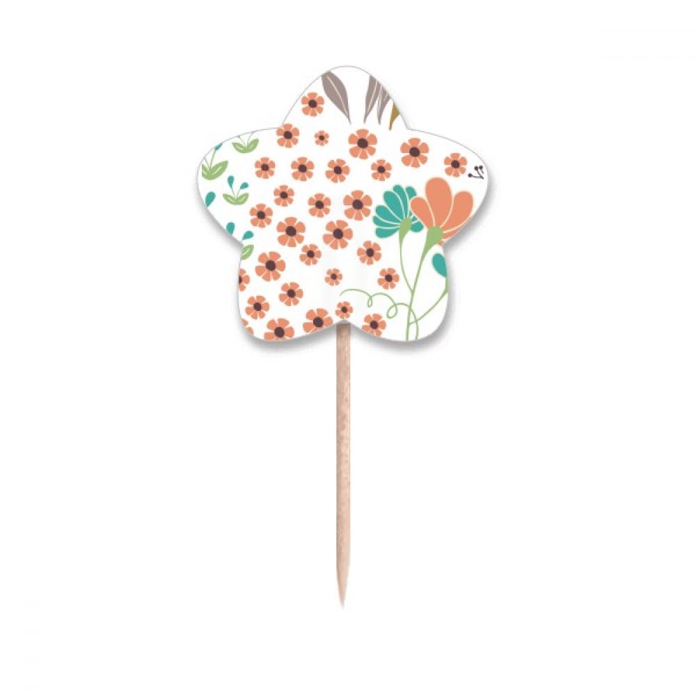 Cure-dents étoile floral vert orange idéal pour vos buffets dinatoires