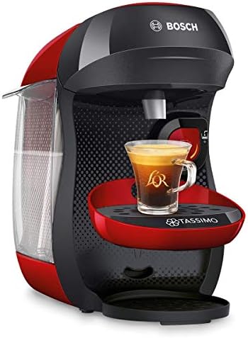 TASSIMO by Bosch HAPPY TAS1003GB Coffee Machine, 1400 Watt, 0.7 Litre - Black & Red