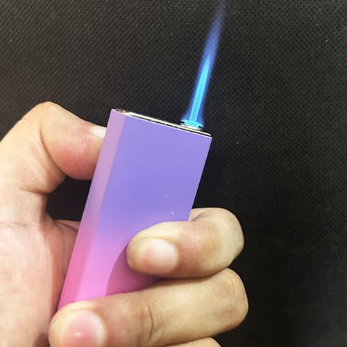 Image of Windproof Jet Flame Refillable Slide Button Cigarette Lighter Pocket Lighter (Purple-Pink)