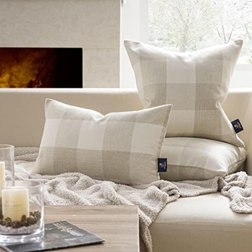 Phantoscope-Pack-of-2-Gingham-Buffalo-Check-Plaid-Throw-Decorative-Pillow-Cover-Outdoor-Indoor-Throw-Pillows-Farmhouse-Square-Pillow-Cases-for-Home-Decor-Off-White18-x-18-Inches Phantoscope Pack of 2 Gingham Buffalo Check Plaid Throw Decorative Pillow Cover Outdoor Indoor Throw Pillows Farmhouse Square Pillow Cases for Home Decor Off White18 x 18 Inches