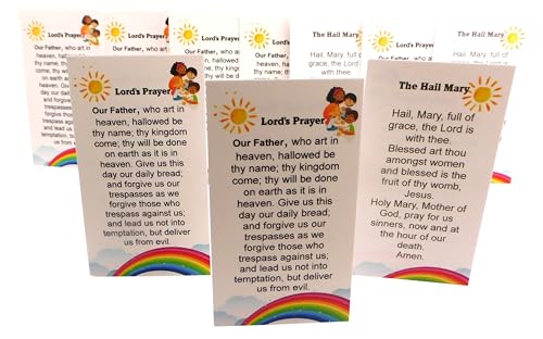 Westmon Works The Hail Mary and Our Father Lords Prayer Childrens Holy Cards Bulk Classroom Pack, Set of 24
