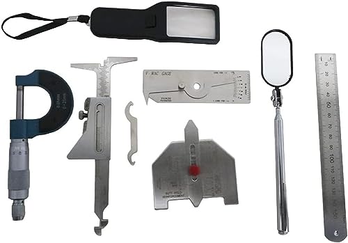 Kit de herramientas de calibre de soldadura, herramientas de inspección métricas de 7 piezas para mediciones precisas en acero inoxidable duradero