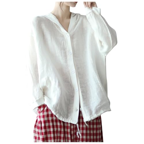[BaydoG] カーディガン レディース 亜麻 UVカット 日焼け止め 服 長袖 薄手 フード付 アウター 開襟 ゆったり 冷房対策 透け感 パーカー ポケット付き 裾ゴム 日よけ サマージャケット トップス 通勤 通学 旅行 日常用 春夏秋（Amazon）