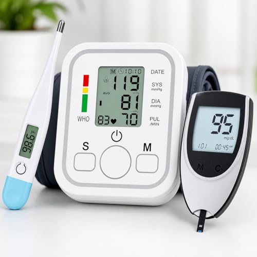 Image of Aika (Combo Pack) AK-555 Automatic Measuring BP Monitoring Machine for Home with Voice Broadcast, Accurate Measurement & AK-33 Blood Glucose Monitor & AK-45 Digital Thermometer (1 Set)