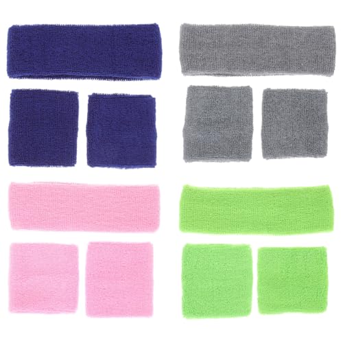 Diademas para baloncesto y rutinas de gimnasio con muñequeras elásticas pack de 4