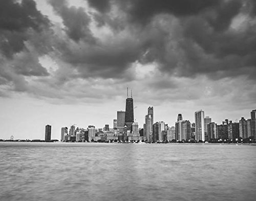 Tableau Déco Chicago Skyline - Impression Sur Toile Ou Bloc De Bois - Art Mural Prêt à Accrocher