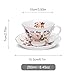 fanquare White Rose Tea Cup and Saucer with Gold Trim, Vintage Bone China Teacup Set with Spoon, 8 oz Coffee Cup for Home Party Gifting