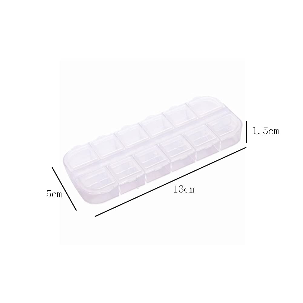 1 Piece Plastic Jewelry Box Organizer 12 Grid Plastic Storage Box Nail Art Storage Box Jewelry Storage Box Rhinestone Organizer Container Case Plastic Bead Case Storage, Transparent