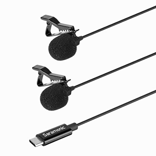 Image of Saramonic Dual USB Type-C Microphone, Omnidirectional Lavalier Microphone with USB C Adapter for Pixel Samsung Galaxy Android iPad Pro MagicBook YouTube, Vlog Video Recording, Interview (19.6ft)