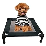 Pozico Elevated Dog Bed, Raised Cooling Pet Cot for Dogs Cats with Breathable Black Mesh, Indoor Out