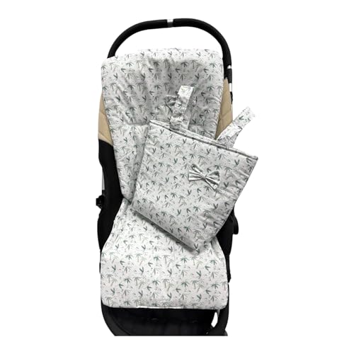 Colchoneta Carrito Bebé Universal 36x77 cm para Silla de Paseo + Bolsa – Funda Acolchada Algodón Transpirable Antideslizante, Colchoneta Verano Carro Bebé