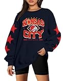 MNLYBABY Football Sweatshirt Women Game Day Sweatshirts in My Game day Era 87 Graphic Long Sleeve Tops Blue