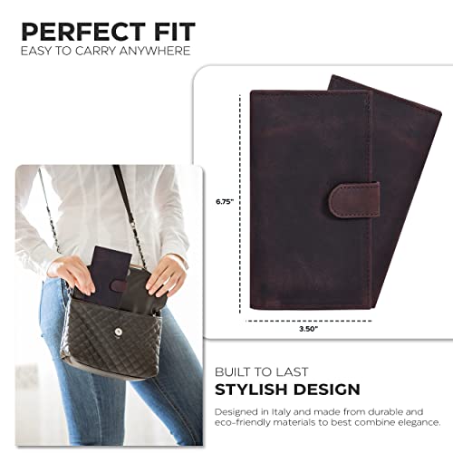 Vintage Brown | Leather Check Book Cover For Men | RFID Protected | Travel Friendly | Slim | 1 ID Slot | 1 Pen Holder - Thumbnail 4