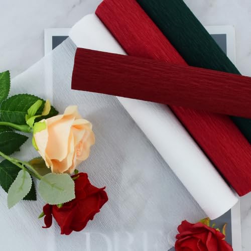 Image of BEISHIDA Christmas Crepe Paper Roll, Red Green White 4 Rolls Crepe Paper