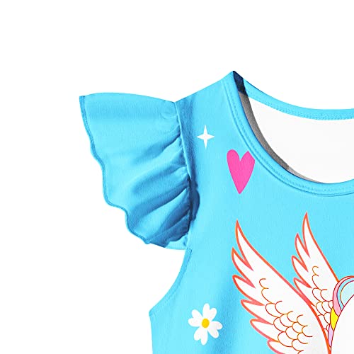 Lqsz Girls Nightgowns Rainbow Unicorn Nightdress Nightie Sleepwear Pajamas Flutter Short Sleeves Nightgowns For Girls 9 10T #TOP6