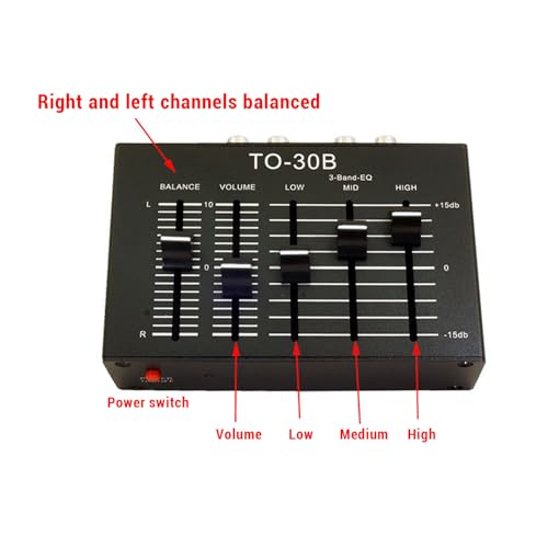 Ecualizador estéreo de 3 bandas (alta, media, baja) con control de balance y volumen, preamplificador para uso en auto y hogar miniatura 4