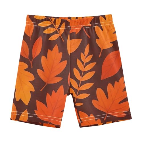 Joisal Toddler Girls Biker Shorts Cotton Shorts for Under Dresses Autumn Leaves Dark Orange Kids Clothes 4t