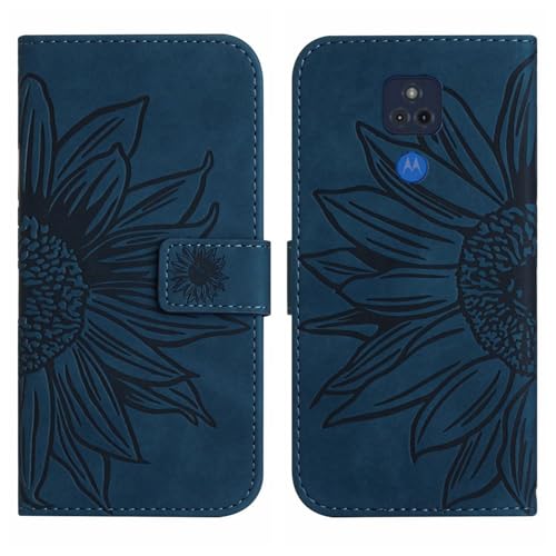 Rfvzubemok Compatible with Motorola Moto G Play (2021) 4G Cover,Compatible with Motorola Moto G Play (2021) 4G Flip Kickstand Card Slots Magnetic Closure Phone Case Blue