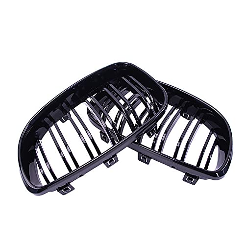 Rejilla frontal para E81 E87 E82 E88 2007-2011, parrilla negra de doble línea para coche 4