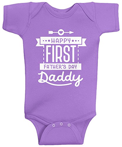 Threadrock Baby Girls' Happy First Father's Day Daddy Infant Bodysuit 6 Months Lavender