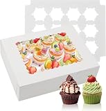 NVAZIOP Cupcake-Boxen mit je 12 Stück, für 12 Standard-Cupcakes, 32 x 25 x 8,9 cm, Cupcake-Behälter, Bäckerei-Boxen für Geburtstag, Hochzeit, Party, 24 Sets