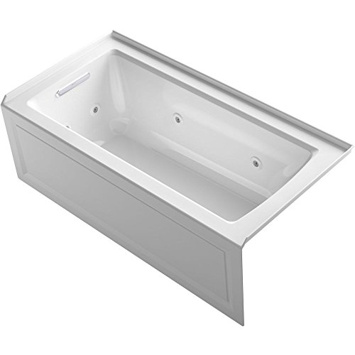 K- Archer 60" x 30" Alcove Whirlpool with Integral Apron, Tile Flange and Left-Hand Drain, White - Kohler 1947-LA-0