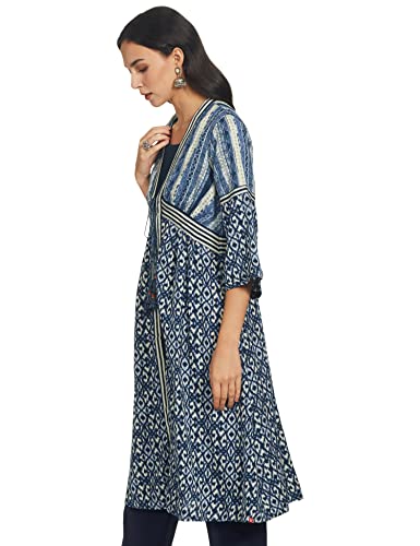 Image of BIBA Rayon Printed Straight Casual Jacket With Inner