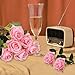 Beksodi 10 Pcs Artificial Rose Flowers, Fake Rose Long Stem Bouquet, Realistic Silk Pink Rose, Faux Roses for Valentine's Day Parties and Wedding Decoration (Light Pink)