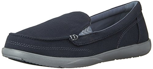 crocs Women's Walu II Canvas Loafer, Navy/Silver, 6 M US