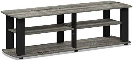 FURINNO Nelly Entertainment Center TV Stand, Short 43.3"(W) x13.4(H) x13.1(D), French Oak Grey/Black