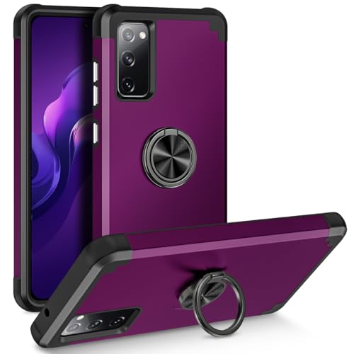Hekodonk for Galaxy S20 FE 5G Case,with 360°Rotatable Ring Holder[Support Magnetic Car Mount] Full Body Hybrid Hard PC Soft Rubber Shockproof Protective Case for Samsung Galaxy S20 FE 5G,Deep Purple