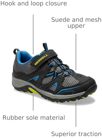 Merrell Boys' Trail Chaser Hiking Sneaker, Black/Blue, 3 Big Kid - 2