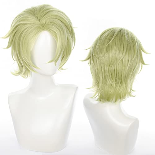 maysuwell Green Cosplay Wig Anime Short Curly Heat Resistant Fiber Synthetic Hair Halloween,Christmas,Daily Fashion, Anime and Gaming Expo,Fancy ball