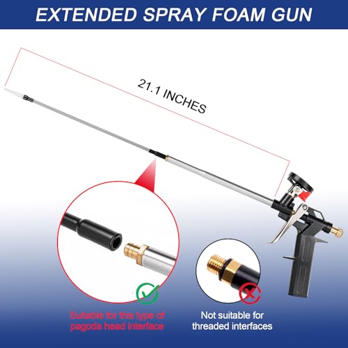 Image of No cleaning foam gun, can extend the tube to 35mm, black long tube can be reused (1)