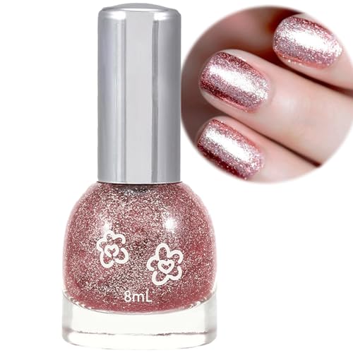 Shimmering Pink Glitter Nail Polish - Quick-Dry & Long-Lasting with High Gloss Finish - DIY Nail Art Without UV - Perfect for Sparkling Nail Looks
