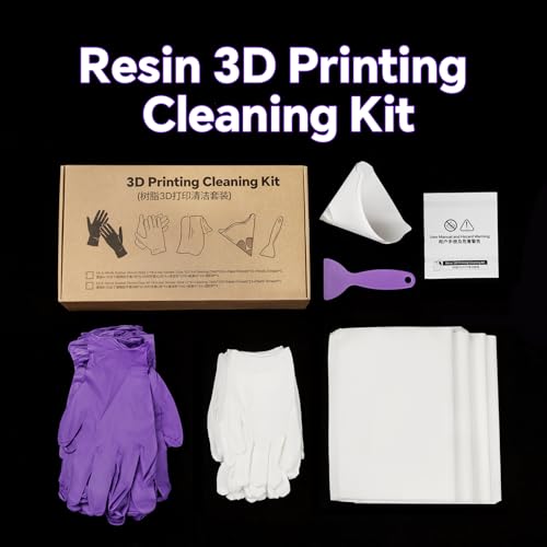 RESIONE Kit de Nettoyage pour Imprimante 3D – Comprend des Gants en Caoutchouc Nitrile, des Gants Doublure, des Chiffons de Nettoyage, des Filtres en Papier & une Spatule en Plastique – Accessoire Ind – Image 3