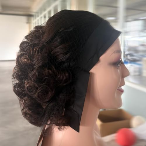 XSY Bouncy Curly Headband Wig Human Hair 10 Inch Glueless Wig for Women Natural Short Curly Bob with Elastic Headband